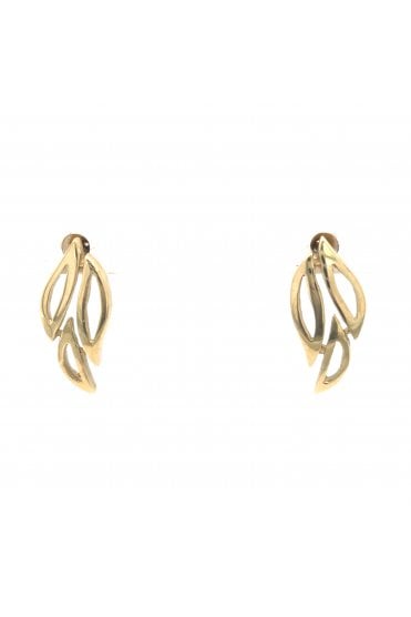 9ct Yellow Gold Leaf Design Stud Earrings