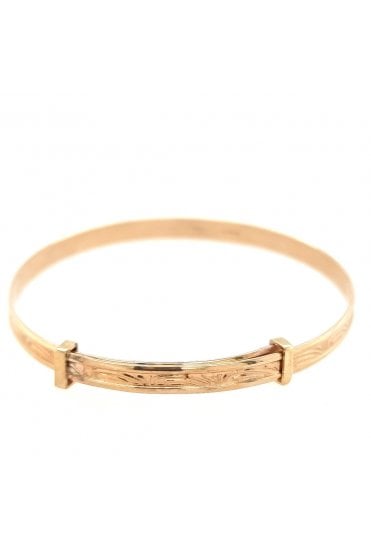 9ct Yellow Gold Maiden's Expanding Bangle Embossed Decorative Pattern