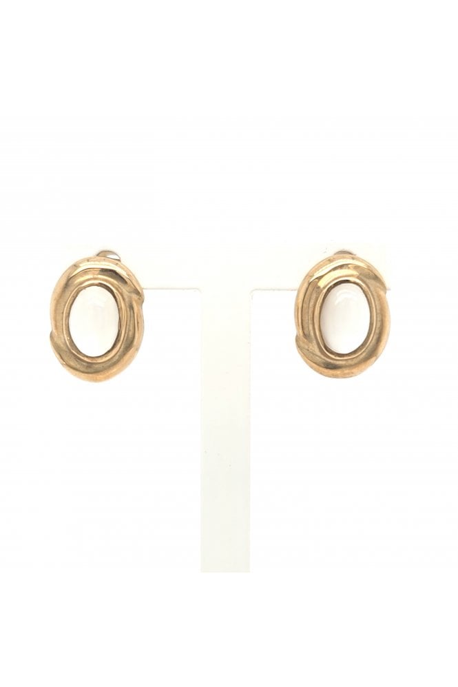 9ct Yellow Gold Moonstone Stud Oval Earrings