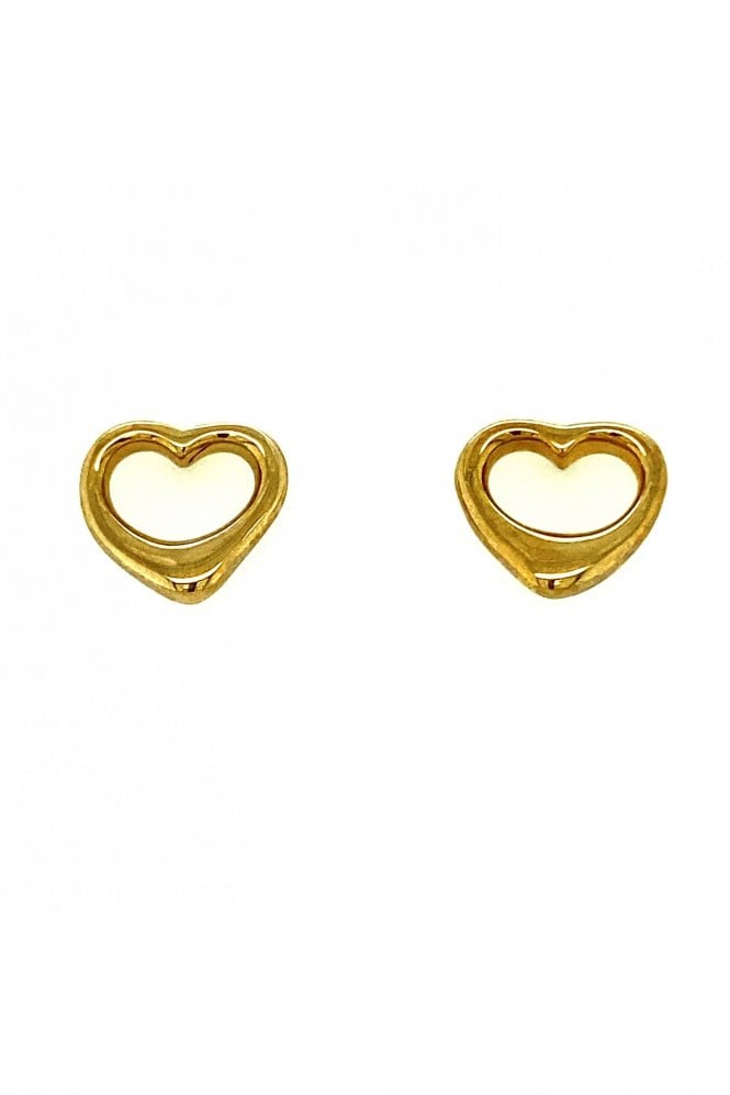 9ct Yellow Gold Open Heart Earrings