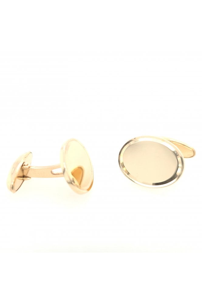 9ct Yellow Gold Oval Cufflinks Swivelling Toggle Closure