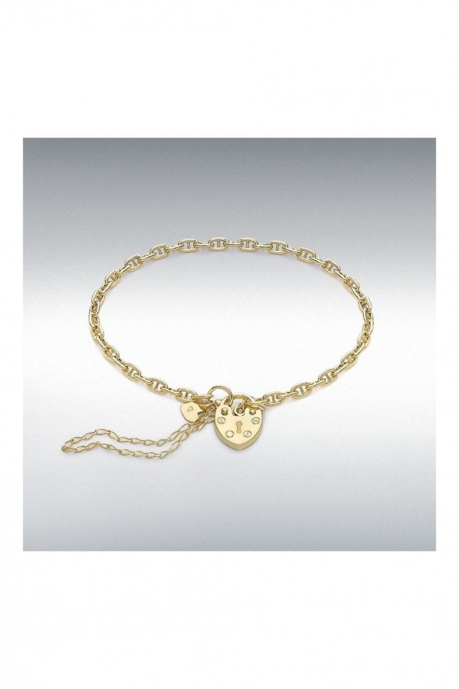 9ct Yellow Gold Rambo Chain Bracelet with Padlock Clasp Polished Finish