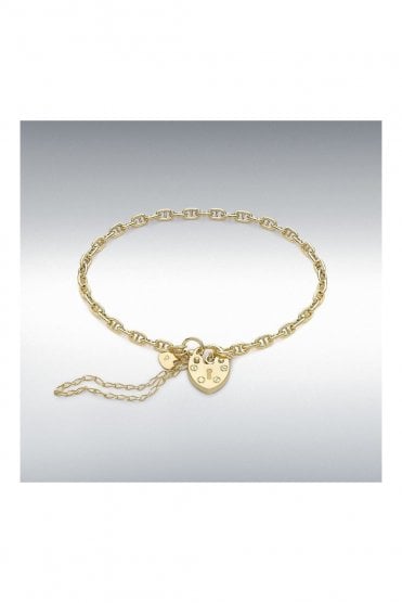 9ct Yellow Gold Rambo Chain Bracelet with Padlock Clasp Polished Finish