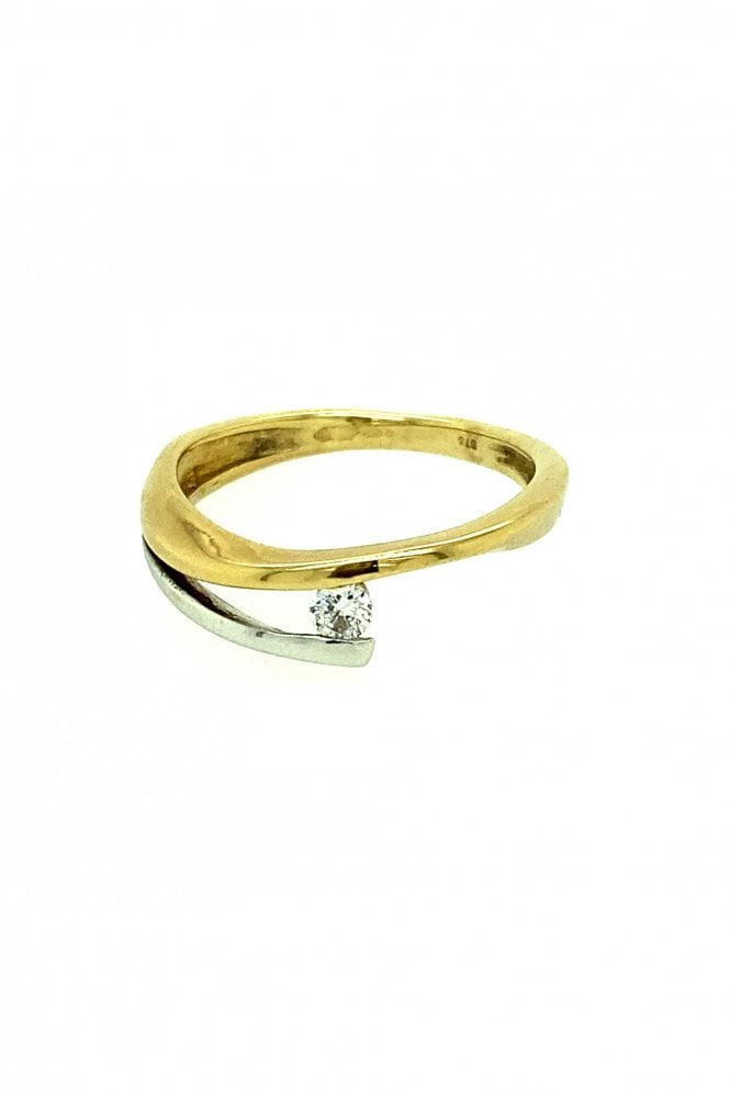 9ct Yellow & White Gold Crossover Ring Cubic Zirconia