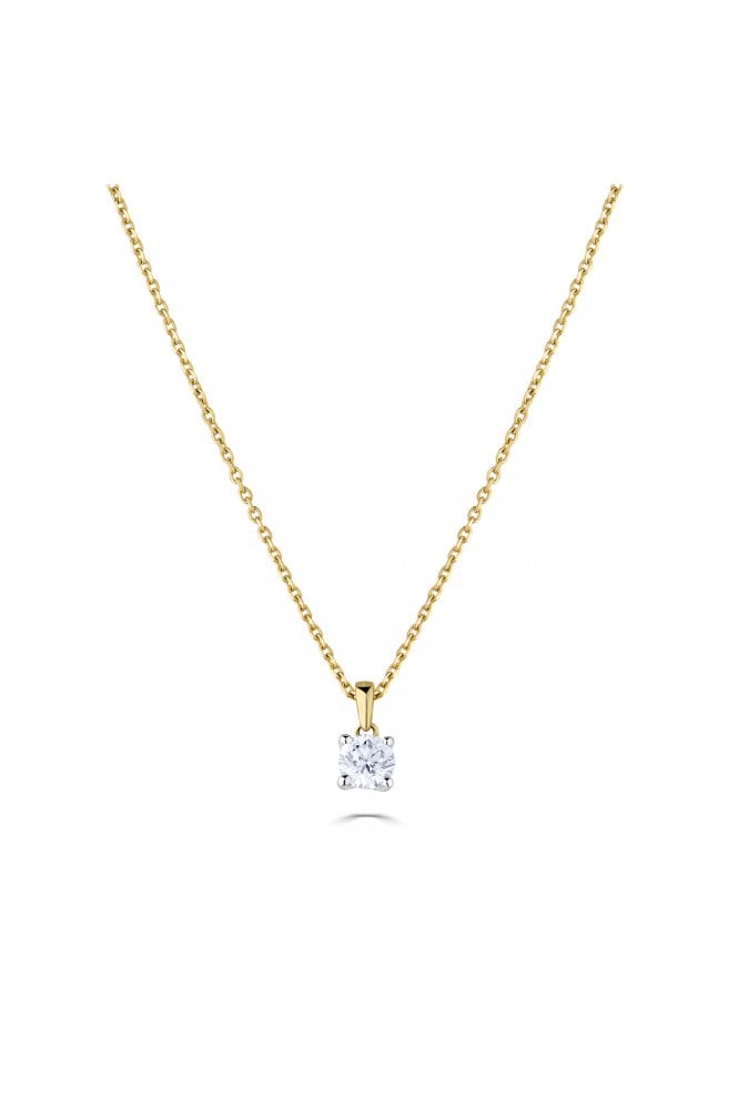 9ct Yellow & White Gold Diamond Pendant with Chain Diamond 9ct White Gold 4 Claw Set