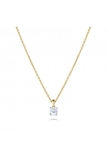 9ct Yellow & White Gold Diamond Pendant with Chain Diamond 9ct White Gold 4 Claw Set