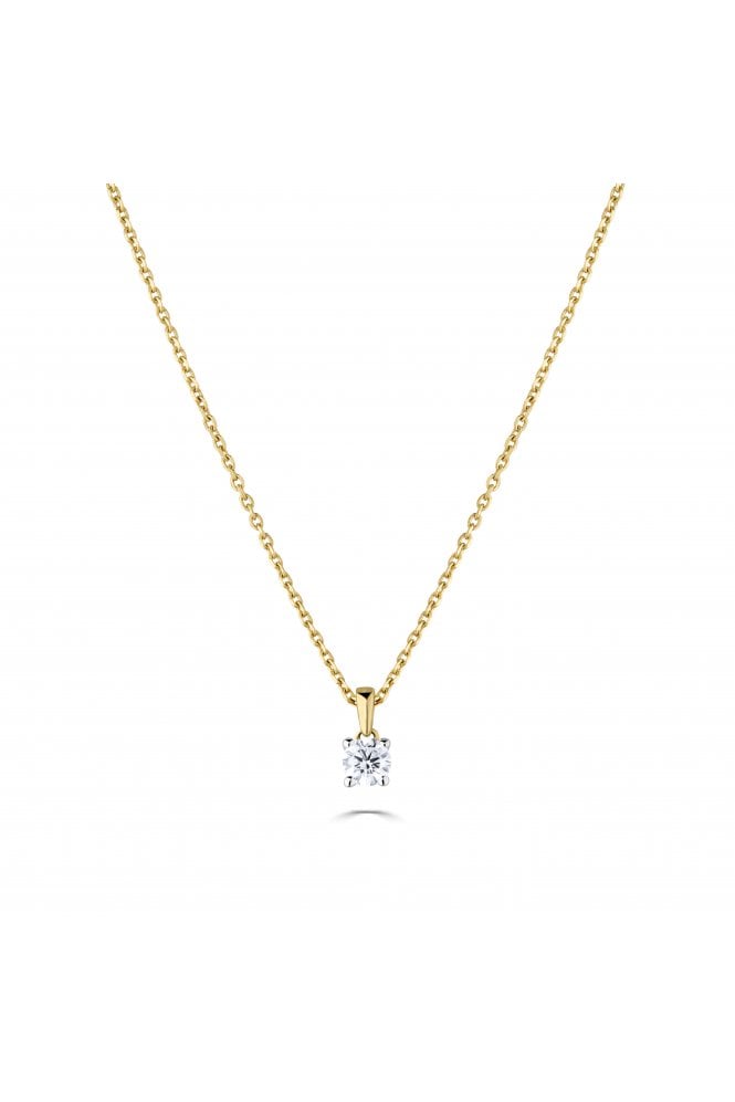 9ct Yellow & White Gold Diamond Pendant with Chain Diamond Carat Weight 0.14ct