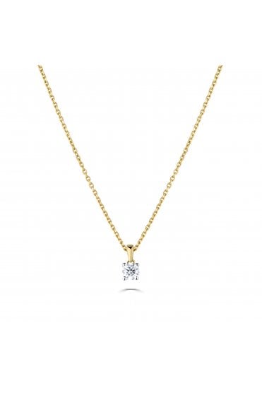 9ct Yellow & White Gold Diamond Pendant with Chain Diamond Carat Weight 0.14ct