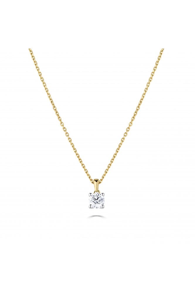9ct Yellow & White Gold Diamond Pendant with Chain Diamond Carat Weight 0.30ct