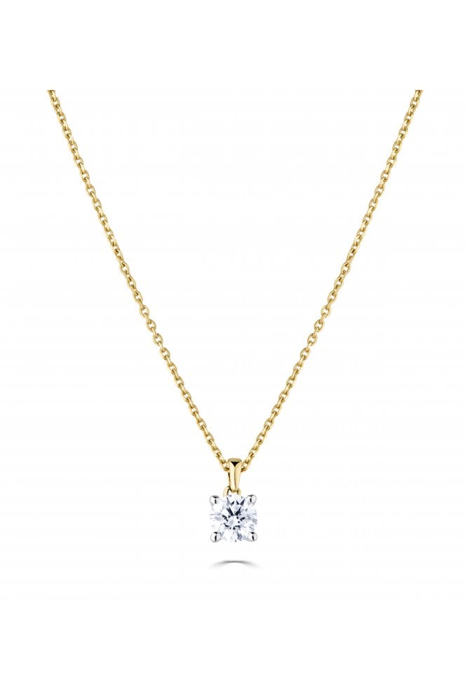 9ct Yellow & White Gold Diamond Pendant with Chain Diamond Carat Weight 0.40ct
