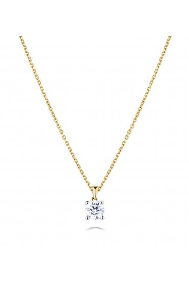 9ct Yellow & White Gold Diamond Pendant with Chain Diamond Carat Weight 0.40ct