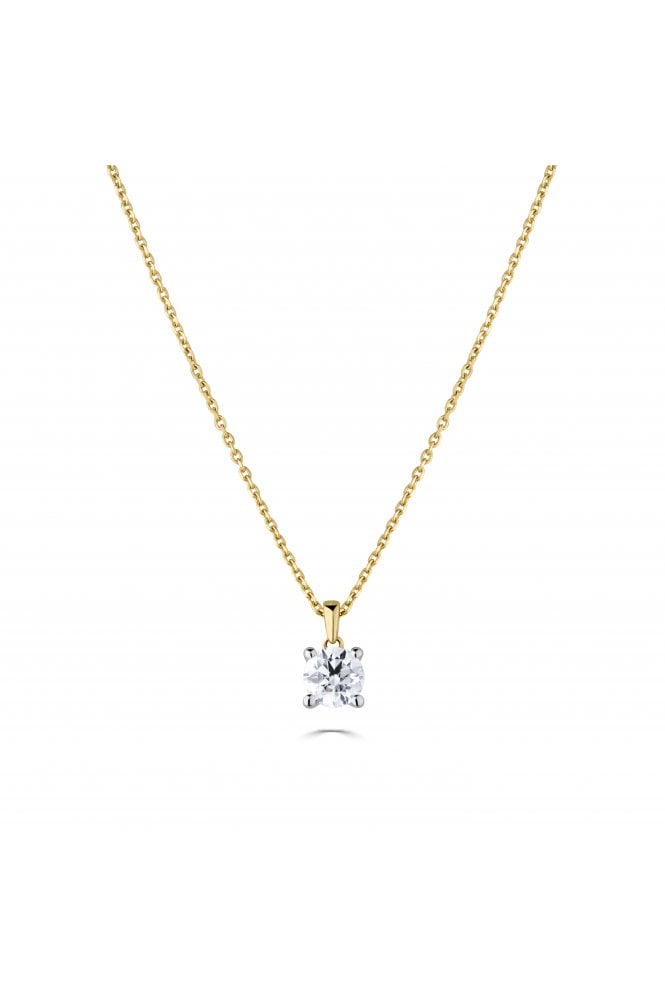 9ct Yellow & White Gold Diamond Pendant with Chain Diamond Carat Weight 0.50ct
