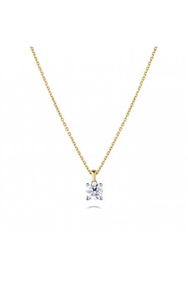 9ct Yellow & White Gold Diamond Pendant with Chain Diamond Carat Weight 0.50ct
