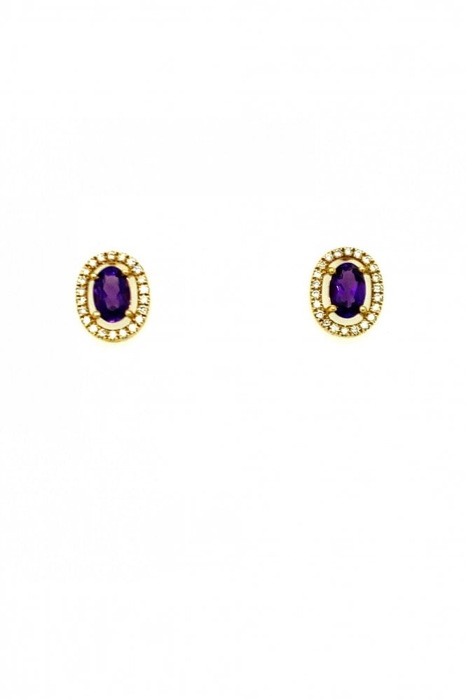 Tivon Amethyst & Diamond 18ct Yellow Gold Earrings CEYSHOV6AM
