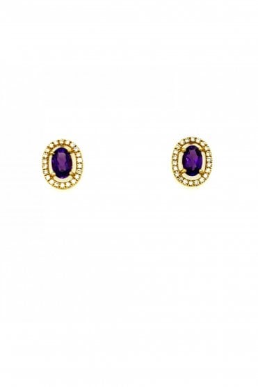 Amethyst & Diamond 18ct Yellow Gold Earrings CEYSHOV6AM