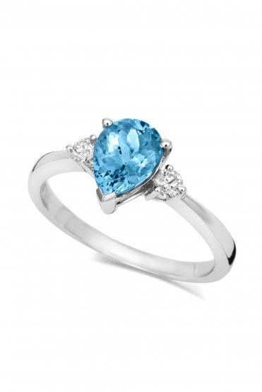 Aquamarine & Diamond 18ct White Gold Ring  RW-1287-SAQ