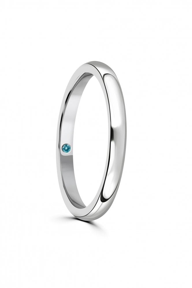 Brown & Newirth Aquamarine Hidden Gemstone Platinum Wedding Band ZN 3.0 PLT Aqua