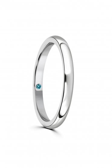 Aquamarine Hidden Gemstone Platinum Wedding Band ZN 3.0 PLT Aqua