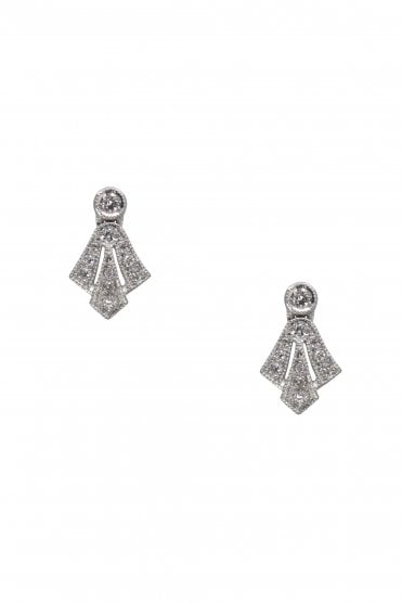 Diamond Fan Small Drop Earrings