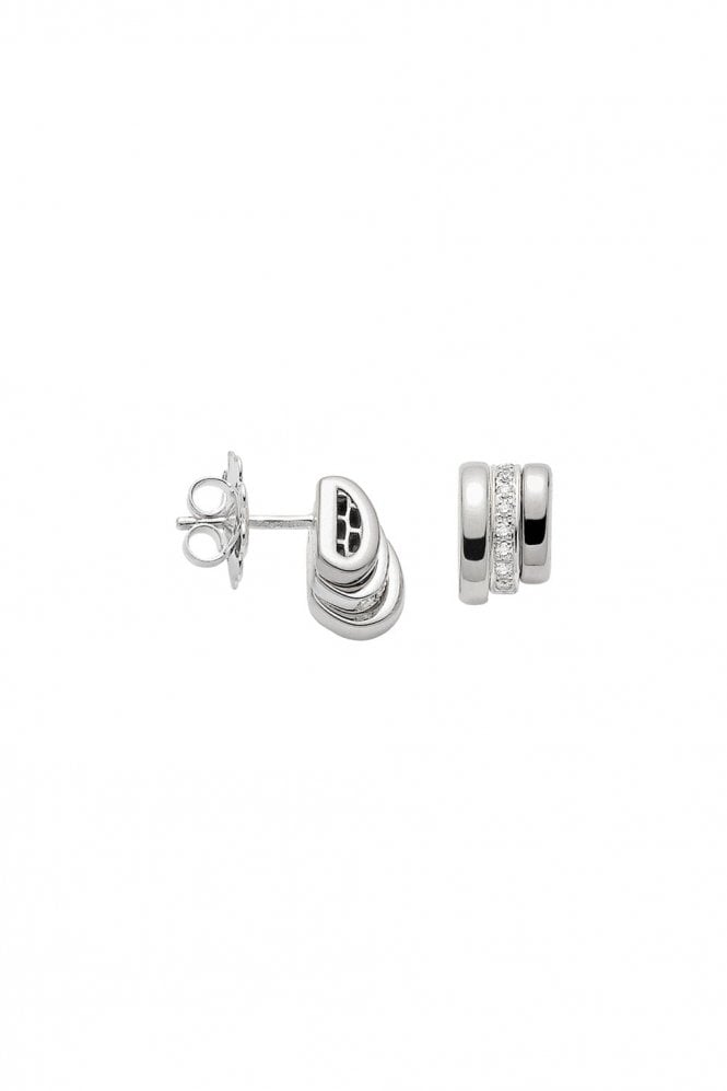 FOPE Flex'it 18ct White Gold Stud Earrings with Pavé Set Diamonds 74408OX_BB_B_BBB_000