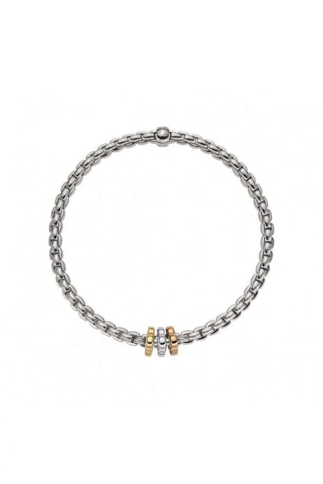 FOPE Flex'it 18ct White Gold Three Rondels Bracelet 73901BX_XX_B_RBG_00M