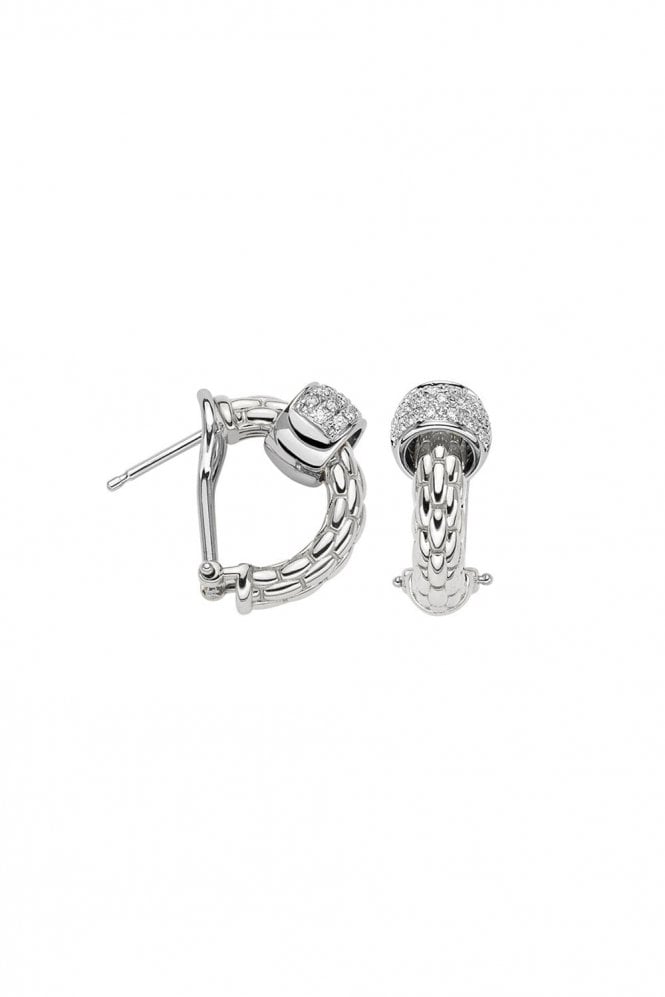 FOPE Flex'it 18ct White Gold with Diamond Pavé Hoop Earrings 63406OX_PB_B_XBX_000