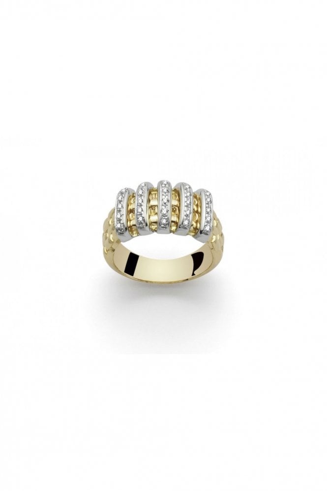 FOPE Flex'it 18ct Yellow Gold Ring with Diamond Pavé Set Rondels AN225 BBR