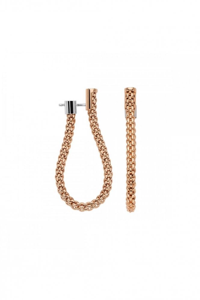 FOPE  Essentials 18ct Rose & White Gold Flexit Mesh Chain Hoop Earrings 04E08OX_XX_R_XXX_000