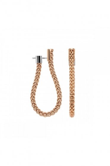 FOPE Essentials 18ct Rose & White Gold Flexit Mesh Chain Hoop Earrings 04E08OX_XX_R_XXX_000