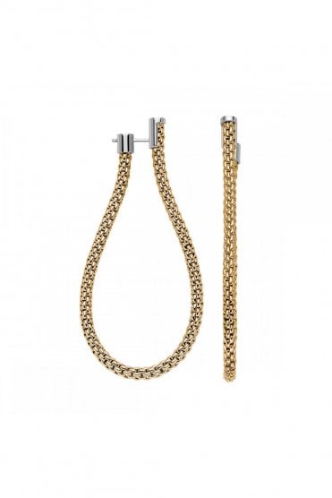 FOPE Essentials 18ct Yellow Gold with Flexit Mesh Chain Hoop Earrings 05E08OX_XX_G_XXX_000