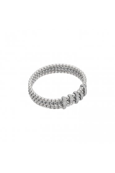 Fope Gioielli Eka Collection 18ct White Gold Flex'it Triple Mesh &  Diamond Pavé Bracelet 75601BX_PB_B_XBX_00M