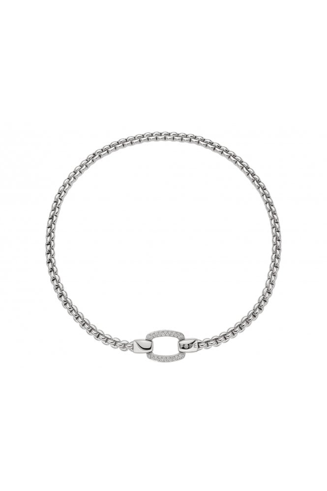 FOPE  Gioielli Eka Collection 18ct White Gold Necklace with Diamond Pavé Clasp 08F10CX_PB_B_XBX_041