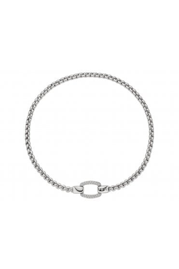 Fope Gioielli Eka Collection 18ct White Gold Necklace with Diamond Pavé Clasp 08F10CX_PB_B_XBX_041