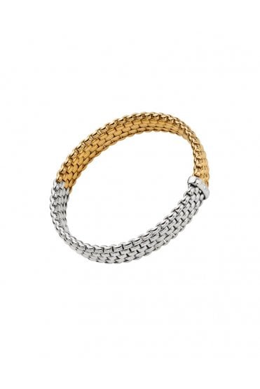 Fope Gioielli Panorama Collection 18ct White & Yellow Gold Bicolour Flex'it Bracelet 01M04B2_BB_2_XBX_00L