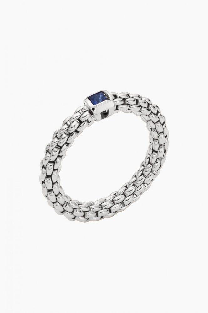 FOPE  Gioielli Souls Collection Flex'it 18ct White Gold Ring with Blue Sapphire 09E08AX_B2_B_XBX_00M