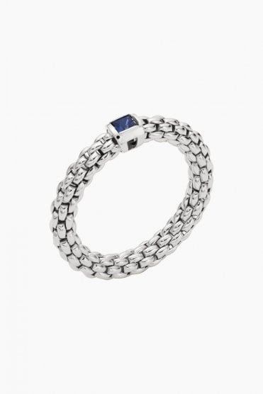 Fope Gioielli Souls Collection Flex'it 18ct White Gold Ring with Blue Sapphire 09E08AX_B2_B_XBX_00M