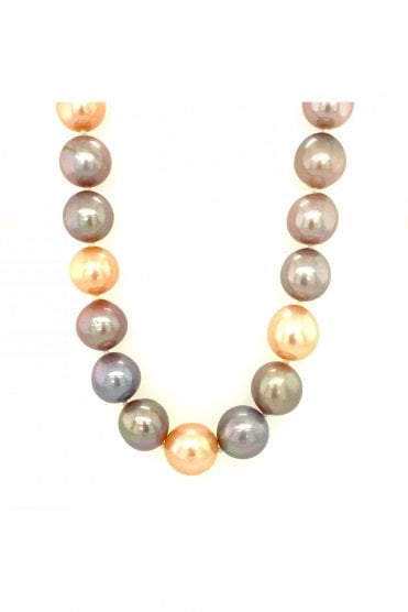 Fresh Water Round Multicoloured Necklace Silver Magnetic Ball Clasp