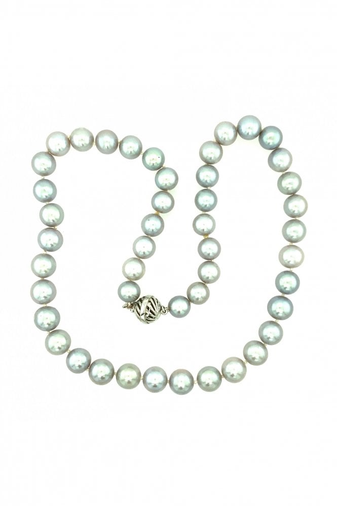 Freshwater Grey Pearl Strand Necklace 9ct White Gold Clasp