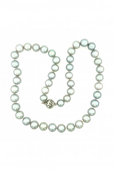 Freshwater Grey Pearl Strand Necklace 9ct White Gold Clasp