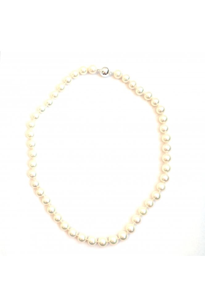 Freshwater Pearl Necklace Single Strand with 10mm Silver Magnetic Ball Clasp