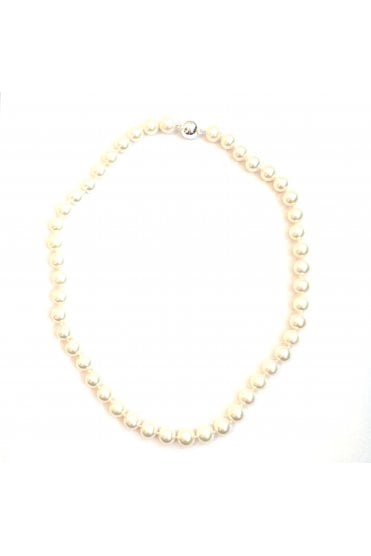 Freshwater Pearl Necklace Single Strand with 10mm Silver Magnetic Ball Clasp
