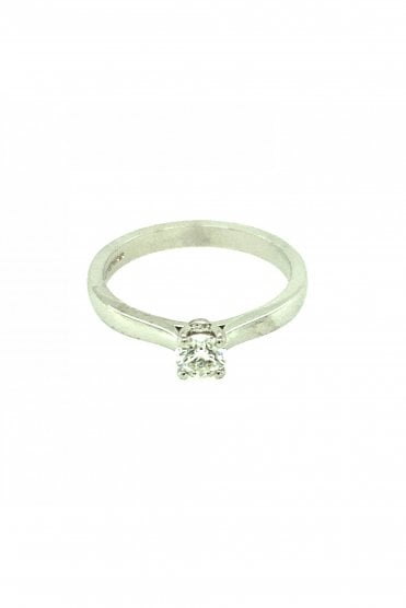 Heart On Fire 18ct White Gold Diamond Ring Round Brilliant Weight 0.32ct
