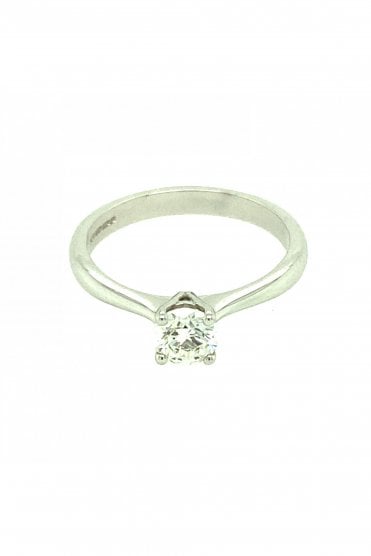 Hearts On Fire 18ct White Gold Diamond Ring Gold Claw 0.54ct Round Brilliant Cut