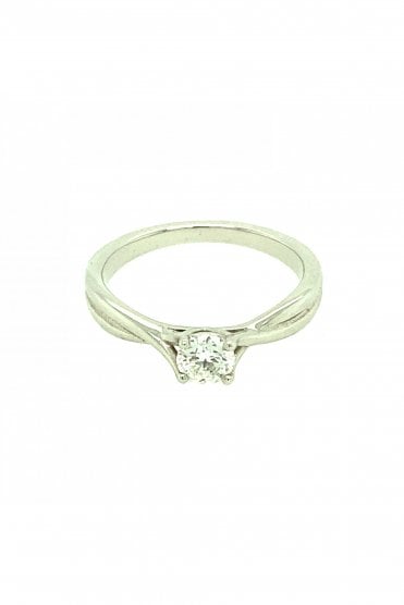 Hearts On Fire 18ct White Gold Diamond Twist Ring Claw Set 0.35ct Round Brilliant Cut