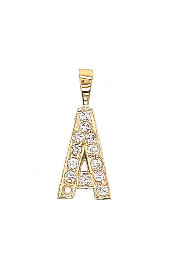 Letter A 18ct Yellow Gold and Diamond Charm Pavé Set Diamonds