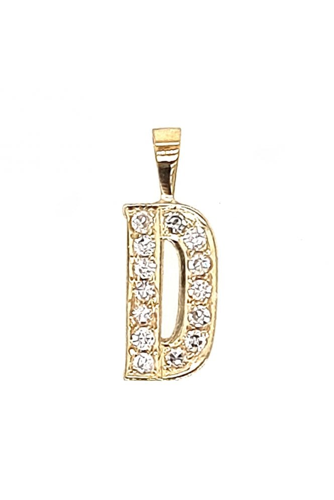 Letter D 18ct Yellow Gold and Diamond Charm Pavé Set Diamonds