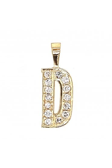Letter D 18ct Yellow Gold and Diamond Charm Pavé Set Diamonds