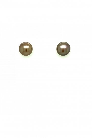 Mink Coloured Pearl Stud Earrings  9ct Yellow Gold