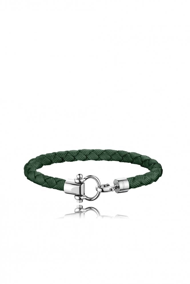 OMEGA  Sailing Bracelet Stainless Steel & Green Braided Nylon OBA05CW00005R3