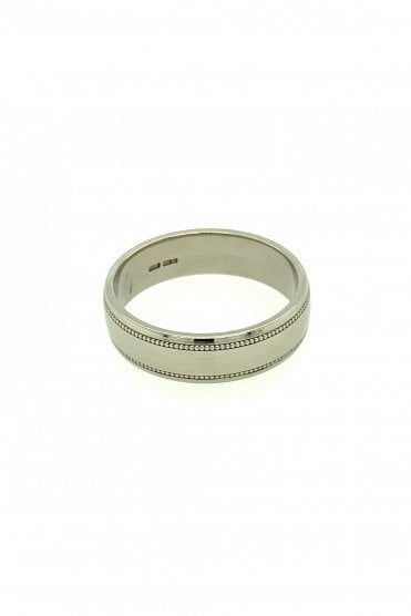 Palladium Court Flat Edge Medium Cut 6mm Band Ring